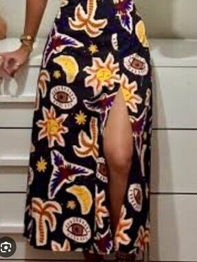 Black Celestial Print Skirt